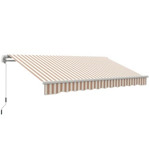 Aghana Digitals Beige Retractable Patio Awning 12'x10' - Manual Crank, 280g/m² UV/Water-Resistant - 1 of 4
