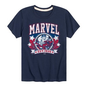 Boys' - Marvel - Collegiate Americana Short Sleeve Graphic T-Shirt - 1 of 4