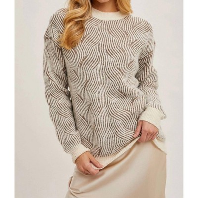Women's Geo Crew Neck Knit Sweater - BluIvy