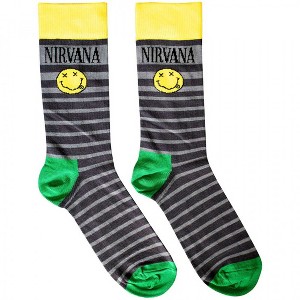 Adult Nirvana Yellow Happy Face Crew Socks - 1 of 2
