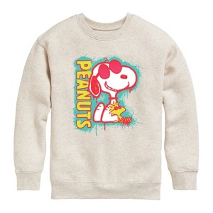 Boys' - Peanuts - Peanuts Snoopy Woodstock Graphic Long Sleeve Fleece Sweatshirt - 1 of 4