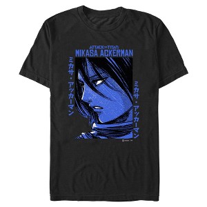 Mens Attack on Titan Blue Mikasa Ackerman T Shirt - 1 of 4