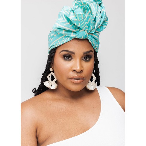 African Print Head Wrap/Scarf (Jade Amber Adire)