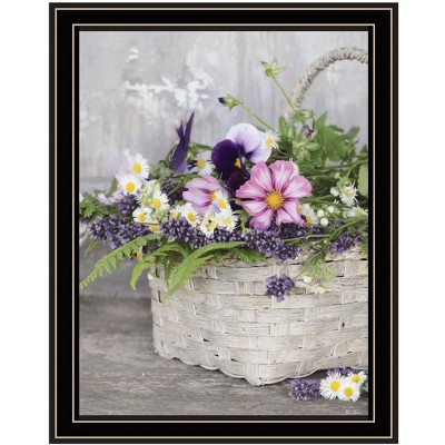 HomeRoots Fresh Garden Basket Black Framed Print Wall Art
