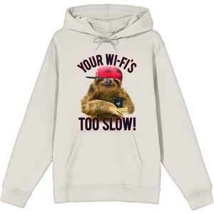 Playful Sloth - Your Wi-Fi's Too Slow! Adult Long Sleeve Hoodie - 1 of 2