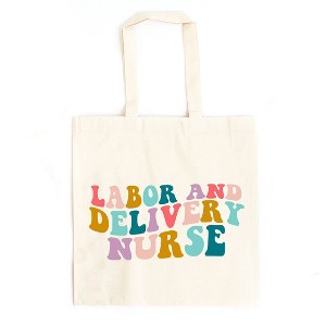 City Creek Prints Labor And Delivery Nurse Wavy Bright Colorful Canvas Tote Bag - 1 of 2