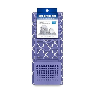 Grand Fusion Dish Drying Mat With 3 Section Rack, Lavender Trellis : Target