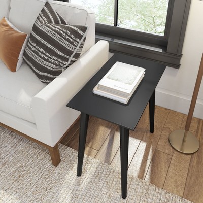 Black Pine Wood Mid Century Modern Rectangular Side Table