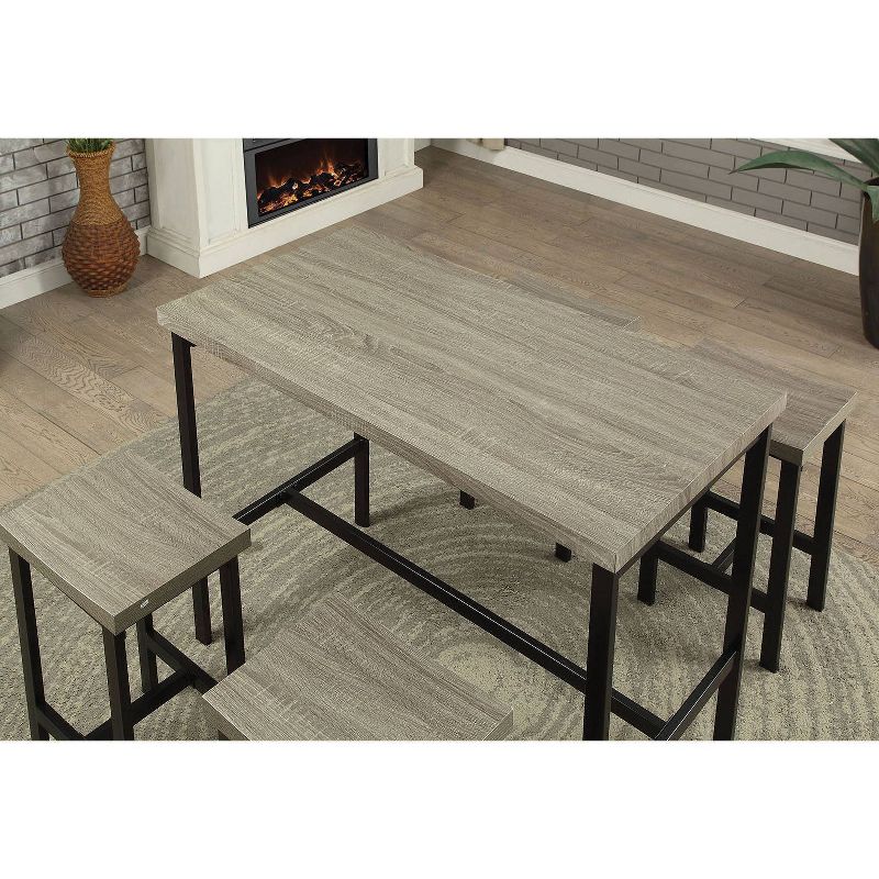 5pc Kaystone Curved Seats Counter Dining Table Set Gray/Black - HOMES: Inside + Out, 5 of 8