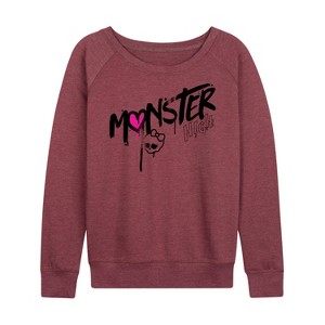 Women's - Monster High - Graffiti Logo Lightweight French Terry Wide Neck Long Sleeve Shirt - 1 of 4