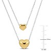 EVERLY JEWELRY | Silver Two Heart Double Strand Charm Necklace, 18" & 16" inch - Multiple Metal Color Options - 4 of 4