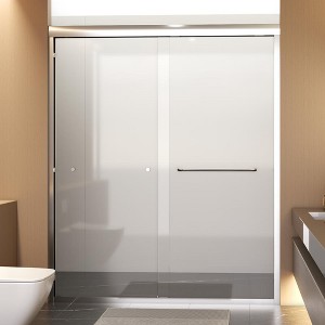 56"-60"Wx72" H Semi-Frameless Double Sliding Shower Door, 1/4" (6mm) Thick SGCC Tempered Glass Door With Explosion-Proof Film - 1 of 4