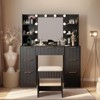 White Particle Board Laminated with Textured Melamine, 7-Drawer 4-Tier Shelf, with 10 Three-Color Dimmable Bulbs, Dressing Table Set - 2 of 4