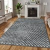 Washable Modern Stripe Rug Non Slip Low Pile Rug Soft Throw Floor Cover Foldable Indoor Carpet for Living Room Bedroom,Dark Gray/4'x6' - 2 of 4