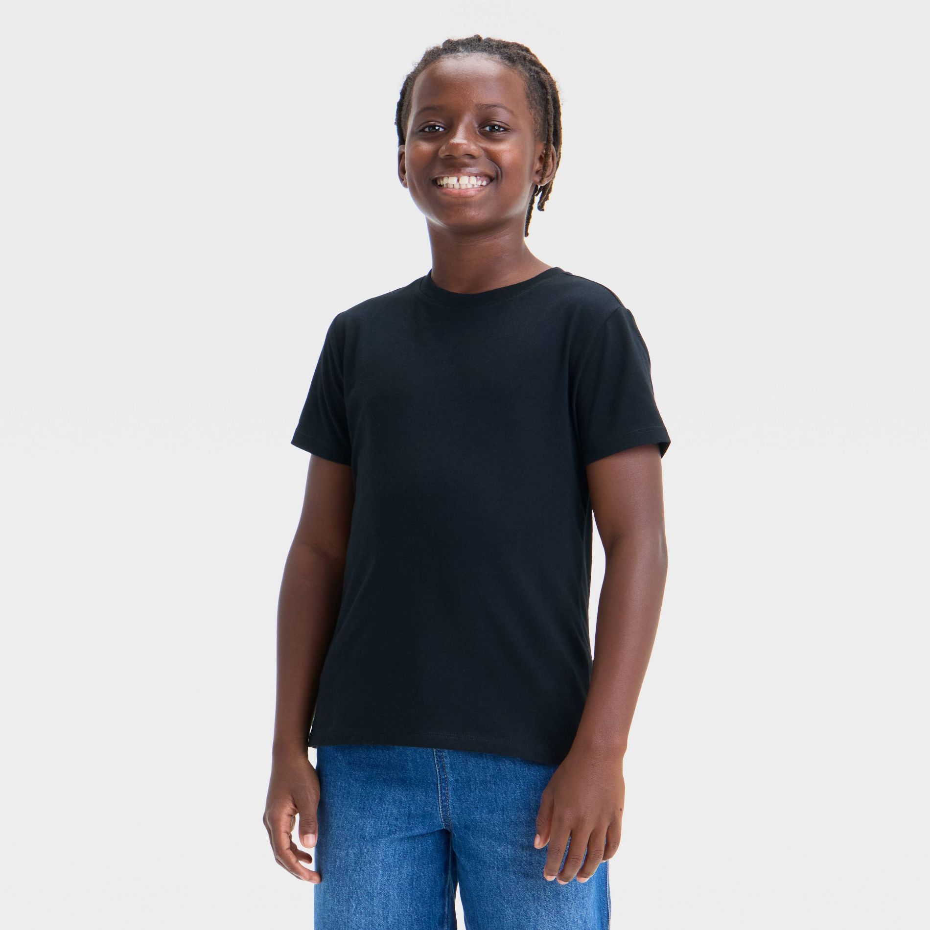 Boys' Short Sleeve T-Shirt - Cat & Jack™ Black XS: Crew Neck, Jersey Fabric