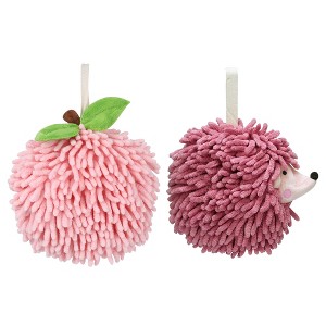 REGALWOVEN 2 Pcs Comfortable Soft Absorbent Chenille Ball Fuzzy Hand Towel for Home Decor - 1 of 4