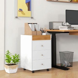 NicBex 3-Drawer File Cabinet with Wheels Mobile Filing Under Desk Storage with Removable Tray Storage Cabinet for Home, Office - 1 of 4