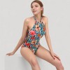 Anna-Kaci Women's Tropical Floral One Piece Swimsuit with High Neck and Cutout Shoulder Detail - 2 of 4