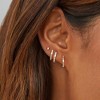 14K Gold Plated Triple Huggie Illusion Stud Earrings | Double Huggie Hoop Earrings for One Hole | Gold Hoop Earrings for Women - 3 of 4
