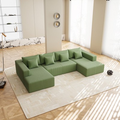 Aukfa U-Shape Sectional Sofa Reversible & Spacious Couch Set