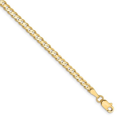 Black Bow Jewelry 3mm, 14k Yellow Gold, Open Concave Curb Chain Bracelet