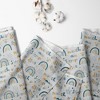 Bacati - Little Dino Boys Rainbow Teal/Yellow Muslin 100 percent Cotton Muslin Universal Baby US Standard Crib or Toddler Bed Fitted Sheet - 2 of 4