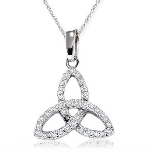 Pompeii3 1/5ct Celtic Knot Diamond Pendant 14K White Gold - 1 of 4