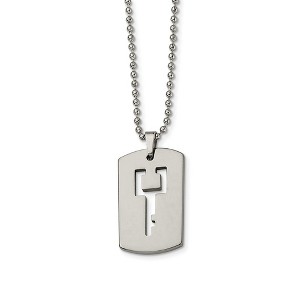 Black Bow Jewelry Tungsten Dog Tag with Key Cut-out Necklace 22 Inch - 1 of 4