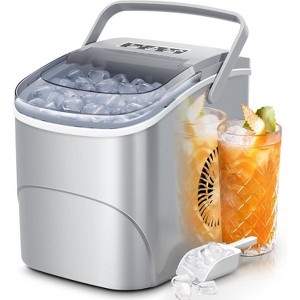 ZAFRO Ice Makers Countertop with Handle,26.5Lbs/24H,9 Cubes in 6 Mins,2 Sizes of Bullet Ice,Portable Machine with Self-Cleaning,(Grey) - 1 of 4