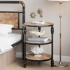 Round End Table, Small Accent Table with 3 Tier Storage Shelves, Farmhouse Wood Side Table, Metal Frame Industrial Night Stand - 3 of 4
