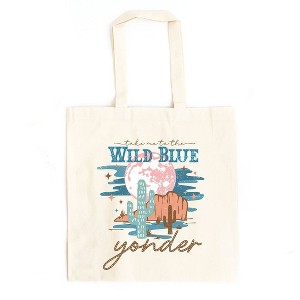 City Creek Prints Wild Blue Yonder Canvas Tote Bag - 15x16 - Natural - 1 of 2