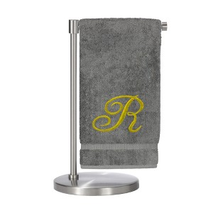 BC BARE COTTON Monogrammed Bath Towel, Personalized Gift, 27 x 54 inches - Set of 1 - Gray - Gold Script - 1 of 4