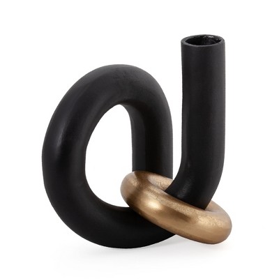 HomeRoots 9" Black And Gold Aluminum Modern Abstract Tabletop Sculpture