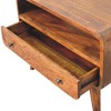 23.62" Solid Wood TV Stand Mini Curved Media Unit with Chestnut Finish, Nordic Style Legs and Drawer for Living Room and Bedroom - 2 of 4