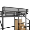 Sapphtopaz Loft Bed with Stairs & Storage Shelves Metal Queen Loft Bed with Guardrails & Wardrobe for Kids,Teen Bed Frame for Bedroom - 4 of 4