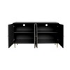 SEVOBAL Utility Storage Cabinets Modern Black Lacquered 4 Door Wooden Sideboard Buffet Cabinet, Black, 59.8"*15.7"*33.7" - 3 of 4