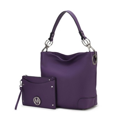 MKF Collection Viviana Vegan Leather Hobo Bag with Matching Wristlet by Mia K