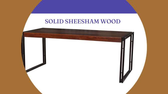 60&#34; Sheesham Wood Dining Table with Iron Legs Brown - Timbergirl, 2 of 9, play video