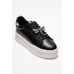 Laren - Black Leather Buckle Sneakers (Women) | Forever & Always Shoes - 1 of 4
