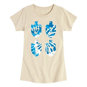 Girls' - Instant Message - Tie Dye Dreidels Fitted Short Sleeve Graphic T-Shirt - 1 of 4