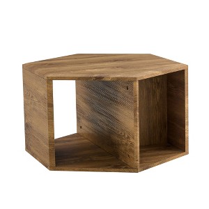 FURNIinspire Coffee Tables Hexagonal MDF Coffee Table with Pattern Stickers and Multi Hole Design for Living Room Bedroom, Brown, 25"*21.6"*14" - 1 of 1