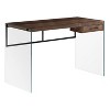Monarch Specialties Computer Desk Home Office Laptop Storage Drawers 48InchL Work Tempered Glass Laminate Brown Clear Contemporary Modern - 2 of 4