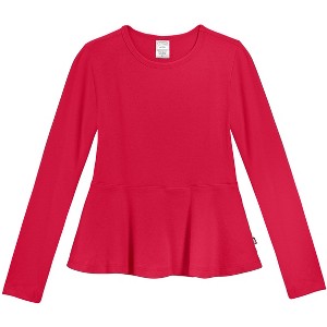 City Threads USA-Made Girls Soft Cotton Long Sleeve Peplum Tee - 1 of 4
