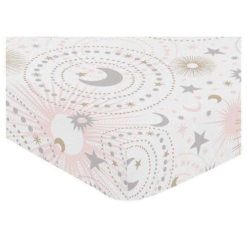 Sweet Jojo Designs Fitted Crib Sheet Celestial Pink Gold Target