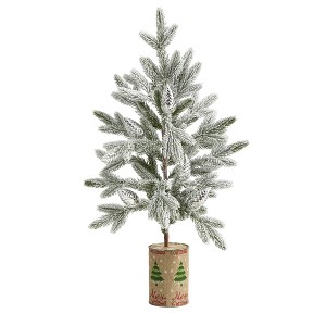 Nearly Natural 2.3' Flocked Christmas Artificial Tree in Decorative Planter - 1 of 1