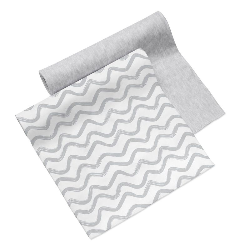 BreathableBaby Swaddle Blanket, Watercolor Wave Gray & Gray Heather, 2 Pack, 1 of 7