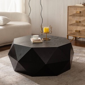 VYNXARIA 38" Retro Style Coffee Table with Embossed Design - No Assembly Needed - 1 of 4