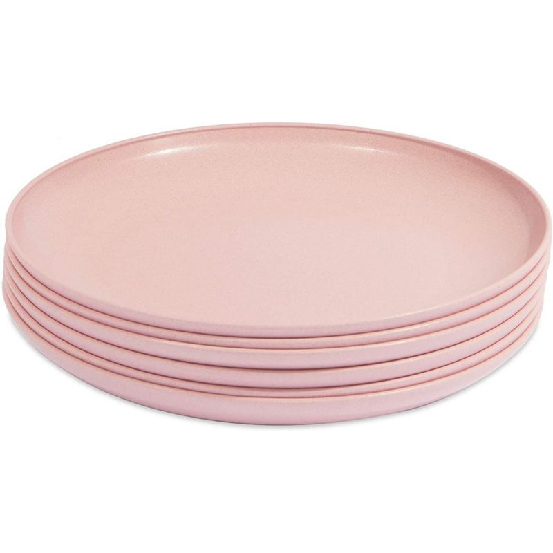 Okuna Outpost Set of 6 Pink Unbreakable Wheat Straw Cereal Dinner Plates Set for Kids, 8 In, 4 of 8