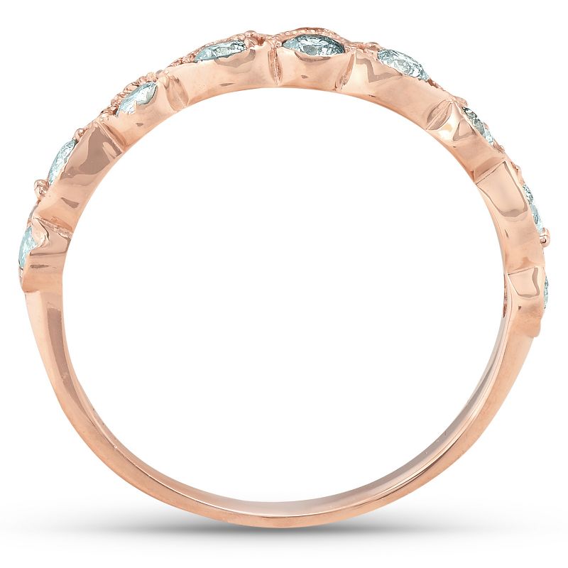 Pompeii3 1/3Ct Diamond Wedding Ring Womens Stackable 14k Rose Gold Anniversary Band, 3 of 6