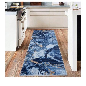 Soft Modern Abstract Boho Area Rug, Washable Non-Slip Faux Wool Vintage Carpet for Living Room & Bedroom,Handmade Machine Washable Rug - 1 of 4